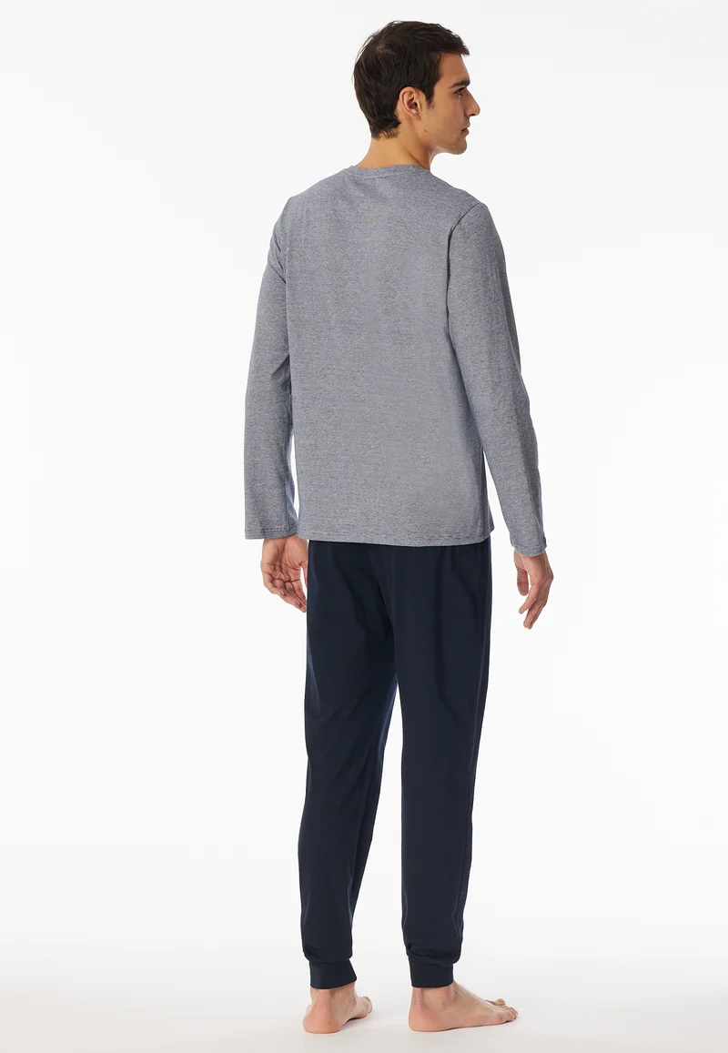Schlafanzug mit Bündchen Blau - Casual Essentials