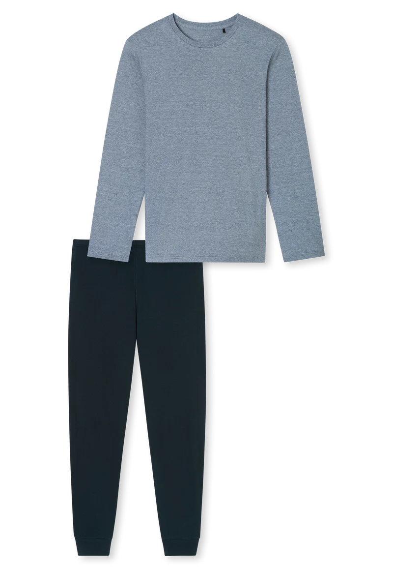 Schlafanzug mit Bündchen Blau - Casual Essentials