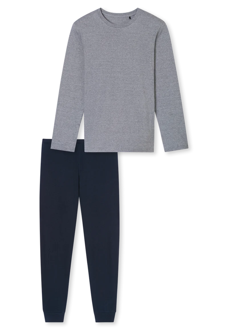Schlafanzug mit Bündchen Blau - Casual Essentials