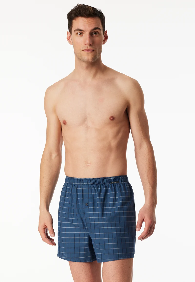Boxershorts mit Knopfleiste 2er-Pack Blau/Dunkelblau kariert - Boxershorts Multipacks