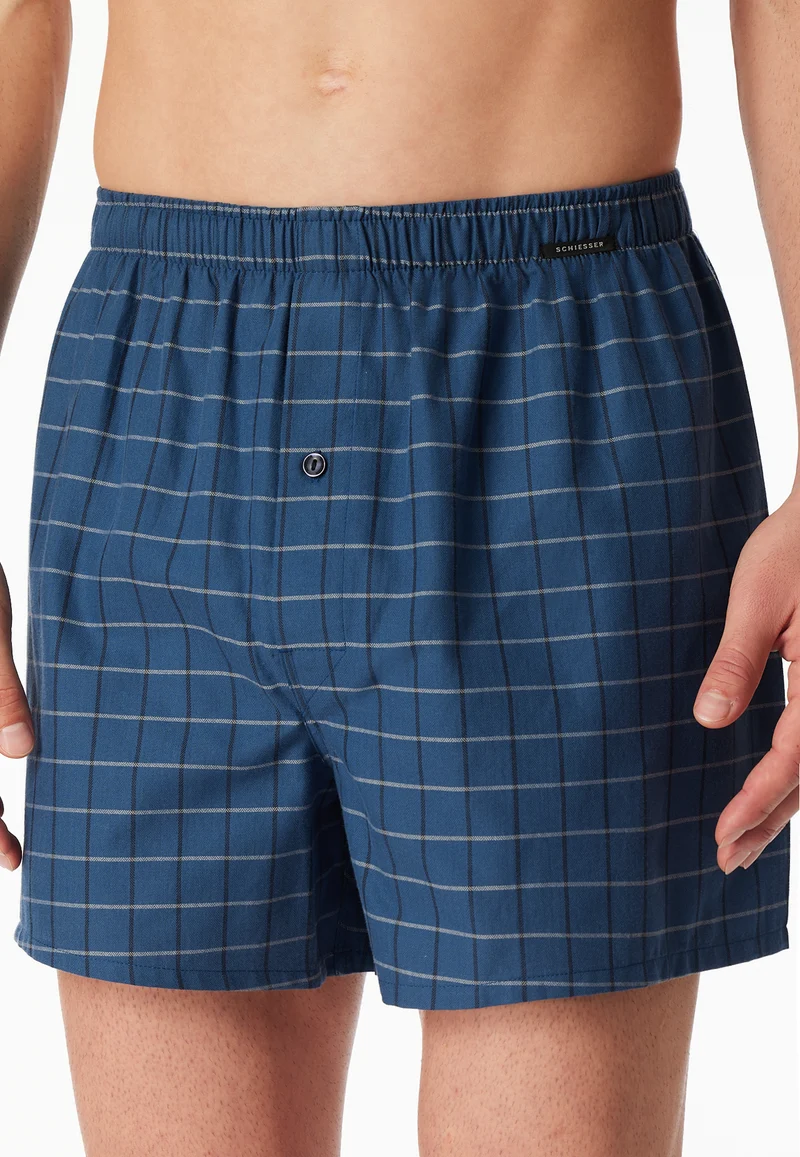 Boxershorts mit Knopfleiste 2er-Pack Blau/Dunkelblau kariert - Boxershorts Multipacks