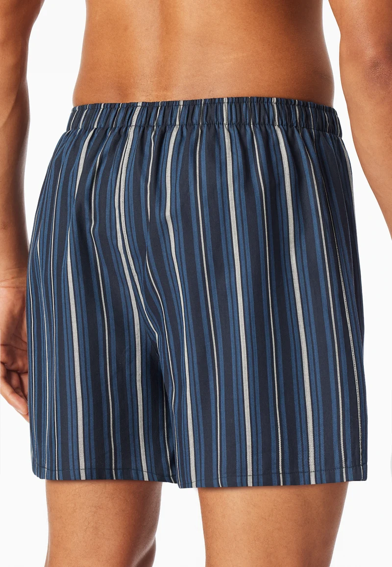 Boxershorts mit Knopfleiste 2er-Pack Dunkelblau/Grau gestreift - Boxershorts Multipacks