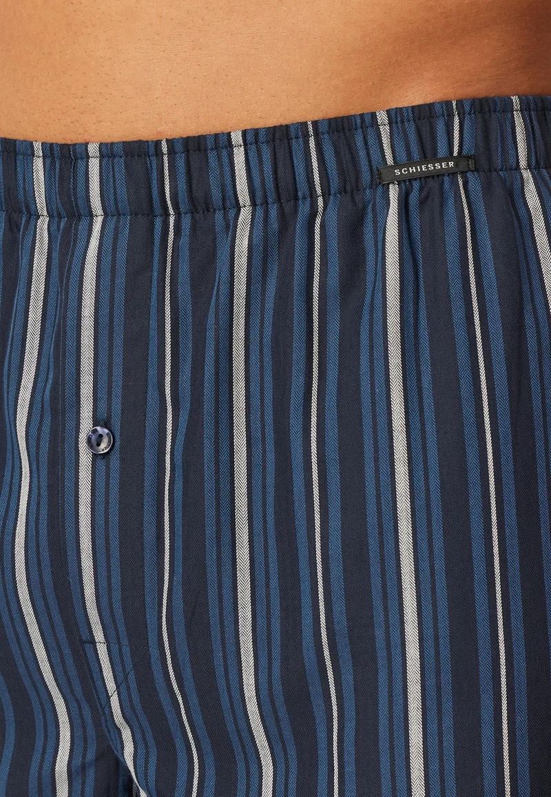Boxershorts mit Knopfleiste 2er-Pack Dunkelblau/Grau gestreift - Boxershorts Multipacks