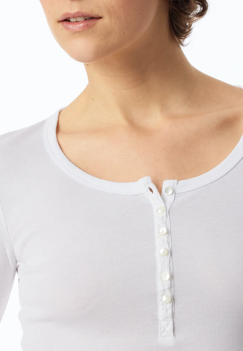 Shirt mit Knopfleiste Weiss - Revival Berta