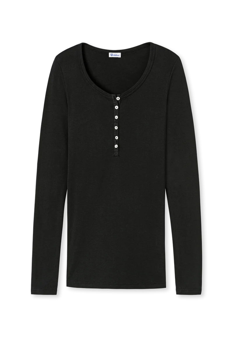 Shirt mit Knopfleiste Schwarz - Revival Berta