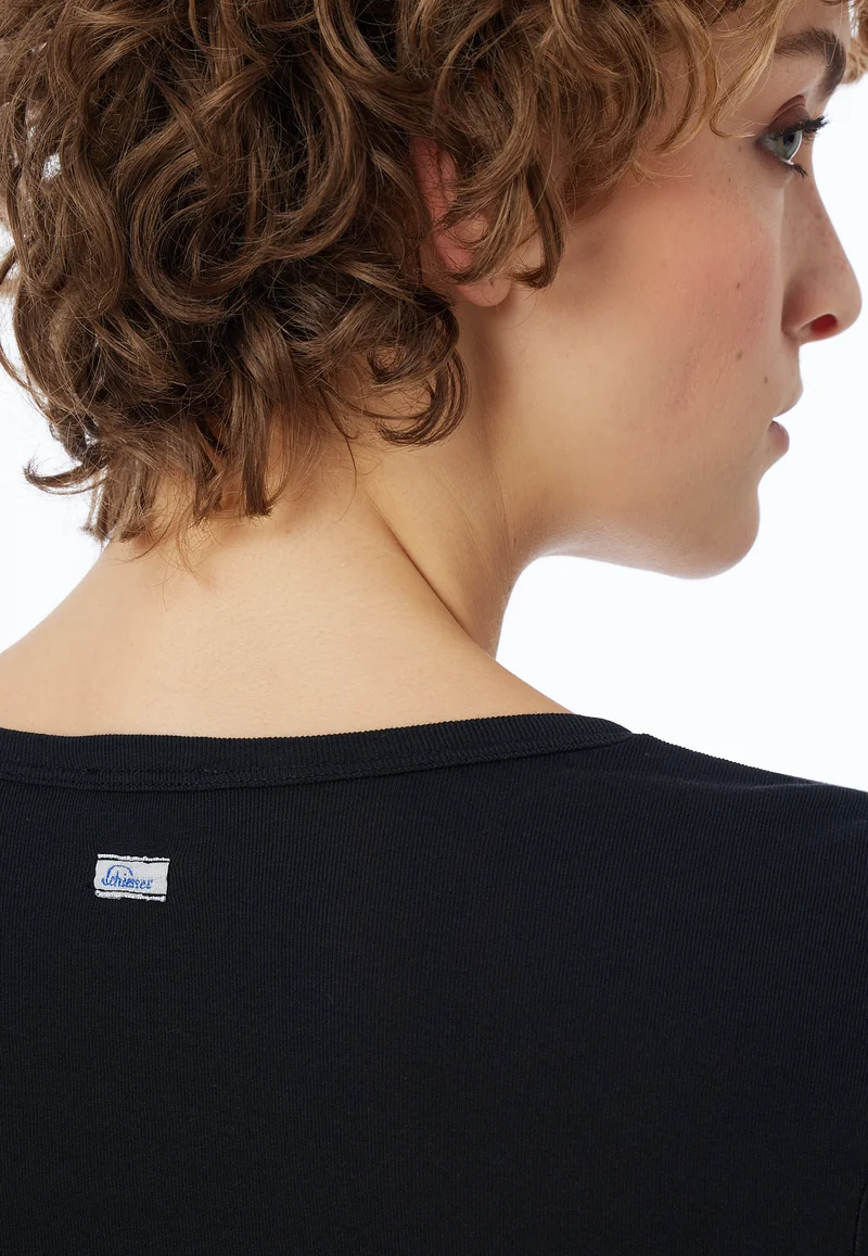 Shirt mit Knopfleiste Schwarz - Revival Berta