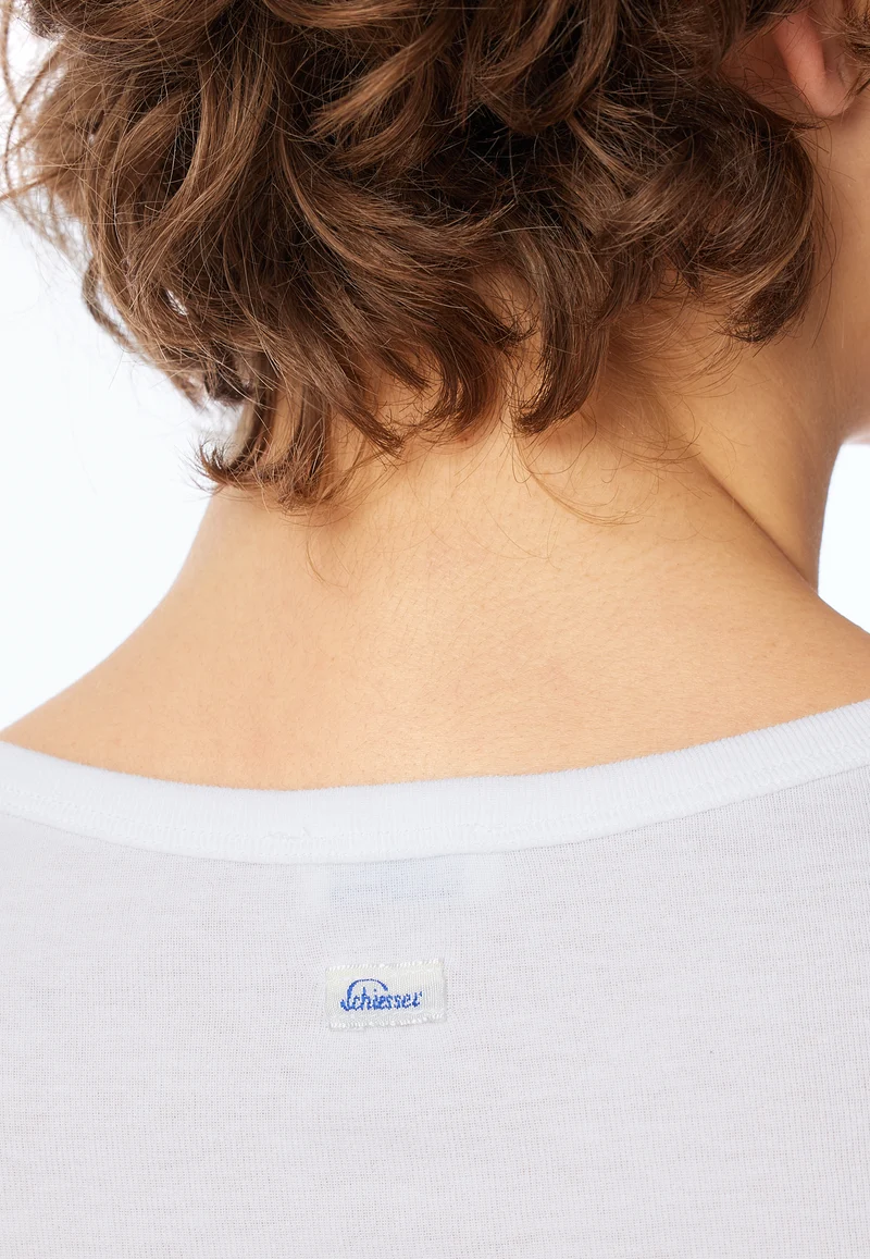 T-Shirt Feinripp mit Knopfleiste Weiss - Revival Berta