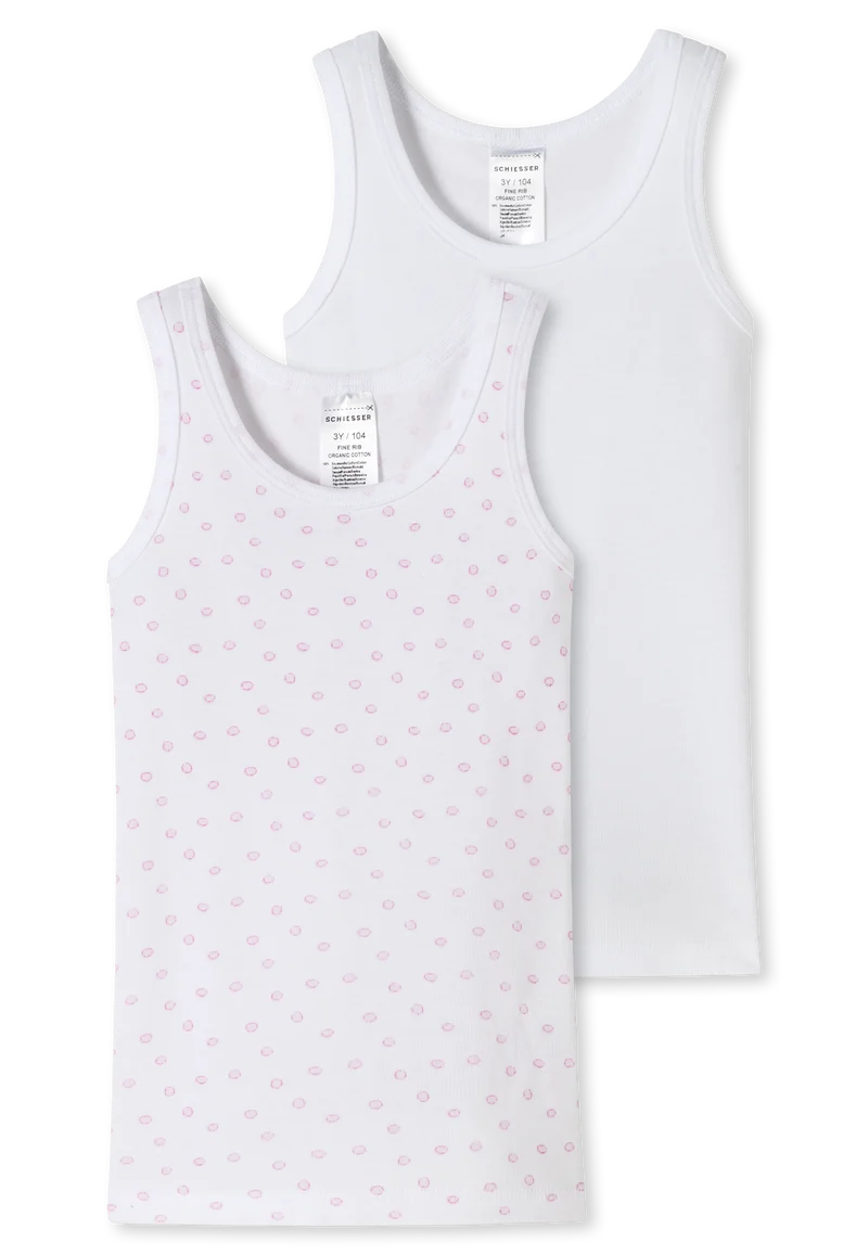 Unterhemd Feinripp 2er-Pack Weiss/Rosa gemustert - Feinripp Multipacks