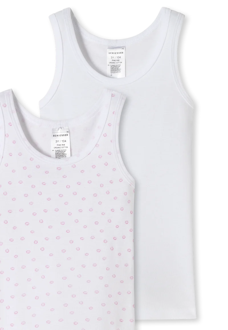 Unterhemd Feinripp 2er-Pack Weiss/Rosa gemustert - Feinripp Multipacks