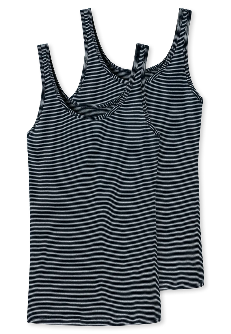 Tank Top 2er-Pack Dunkelblau gestreift - Modal Essentials