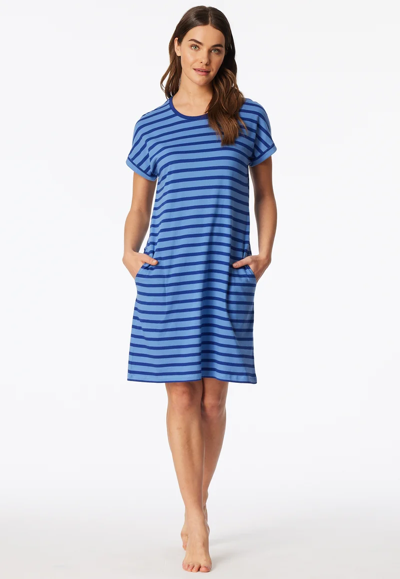 Nachthemd kurzarm Blau gestreift - Casual Essentials