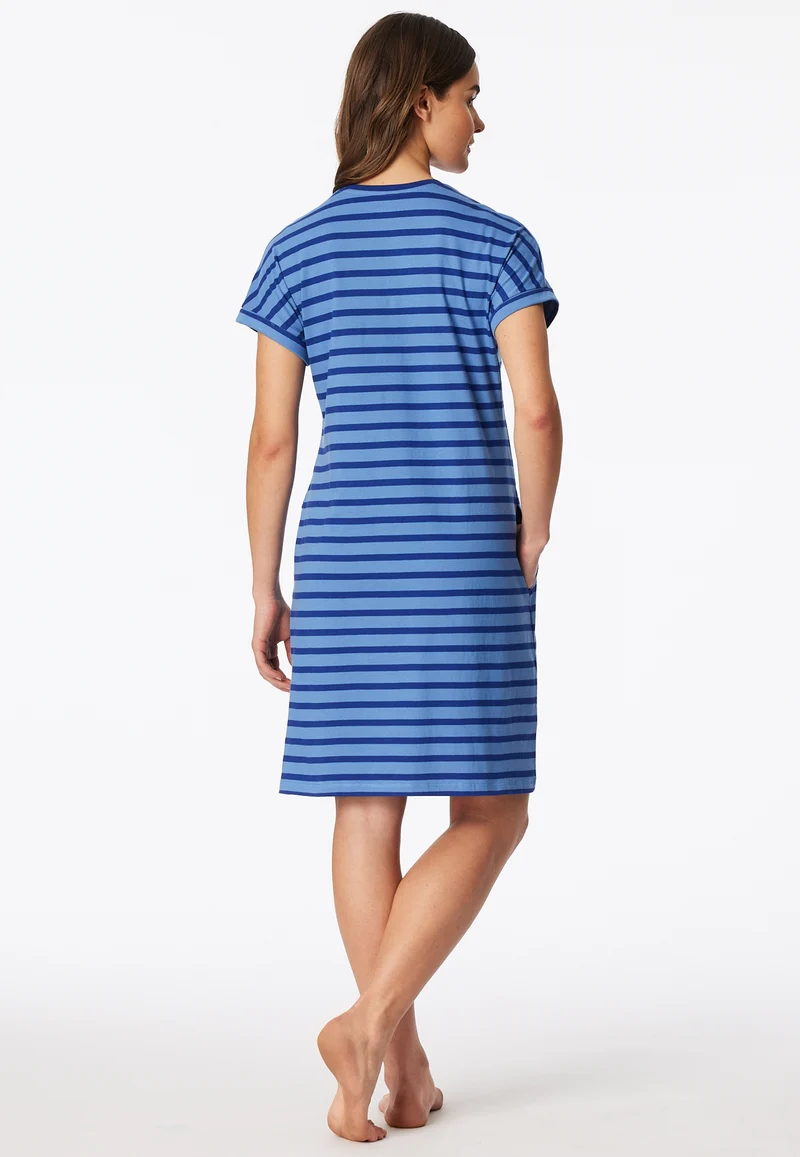 Nachthemd kurzarm Blau gestreift - Casual Essentials