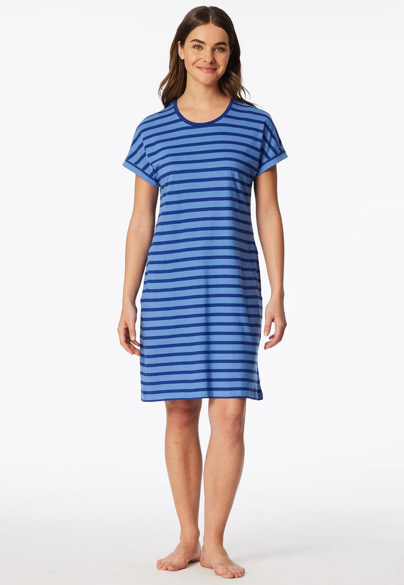 Nachthemd kurzarm Blau gestreift - Casual Essentials