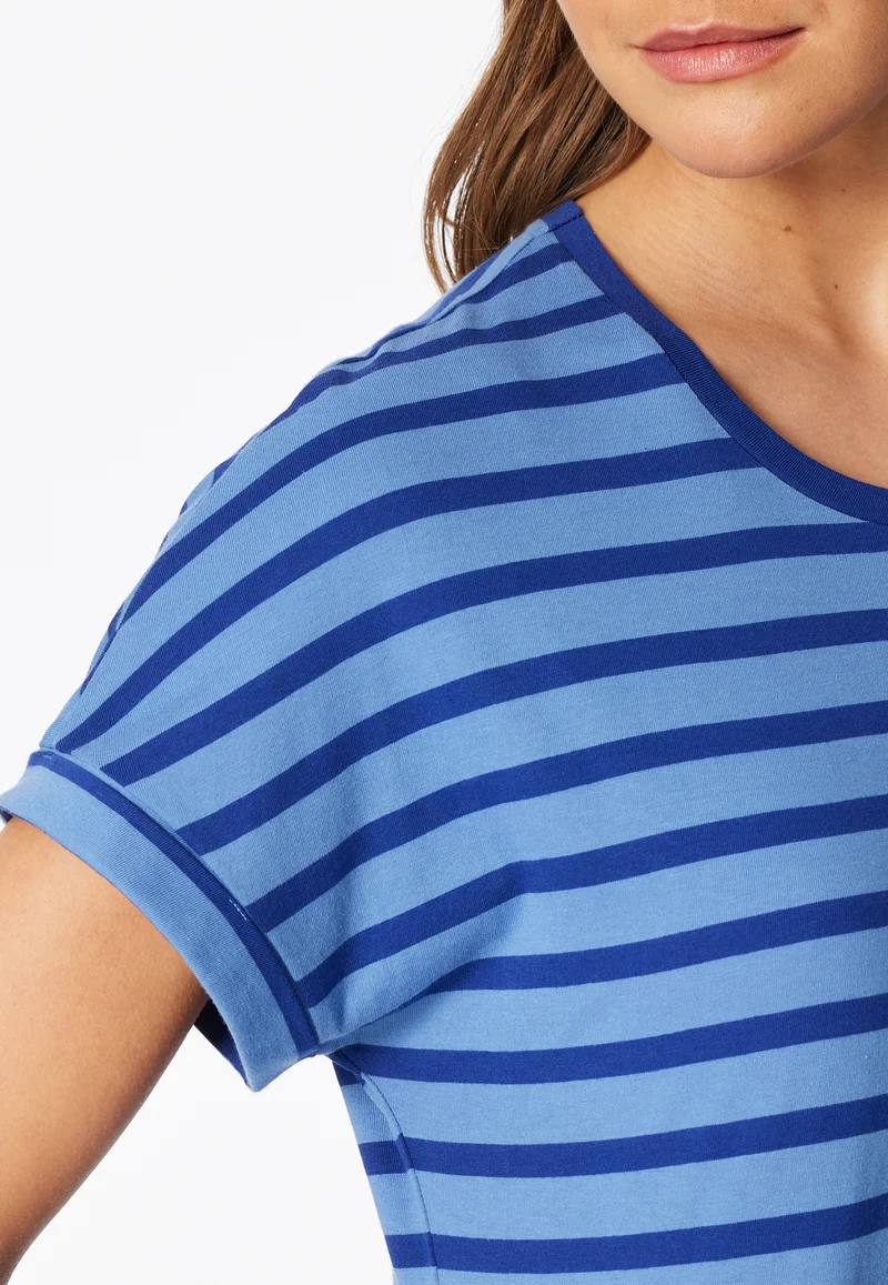 Nachthemd kurzarm Blau gestreift - Casual Essentials