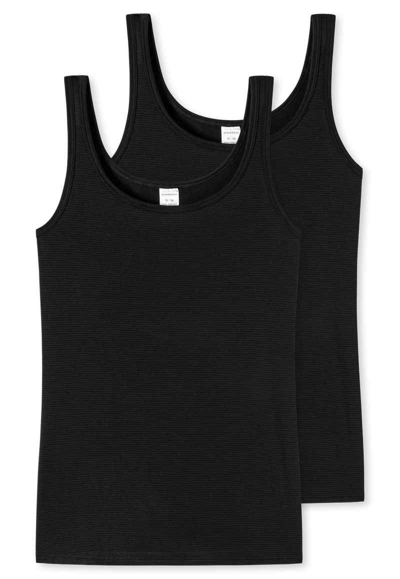 Tank Top 2er-Pack Schwarz gestreift - Modal Essentials