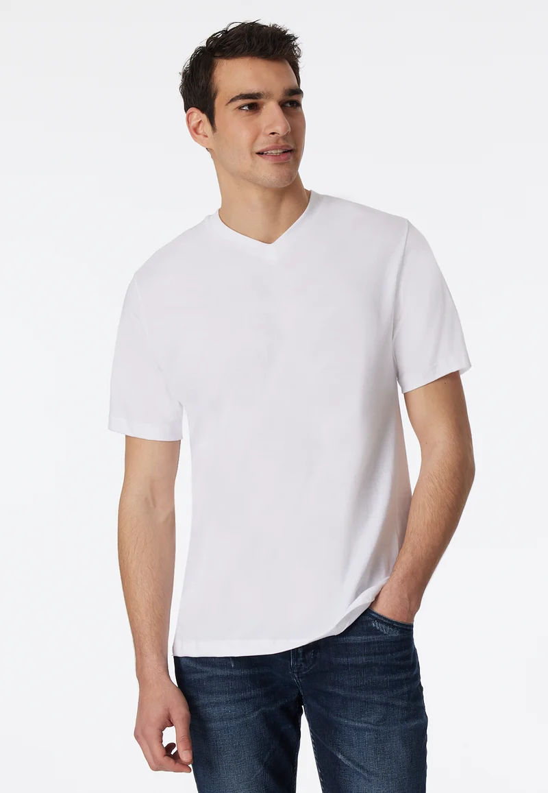 T-Shirt V-Ausschnitt 2er-Pack Weiss - American T-Shirt