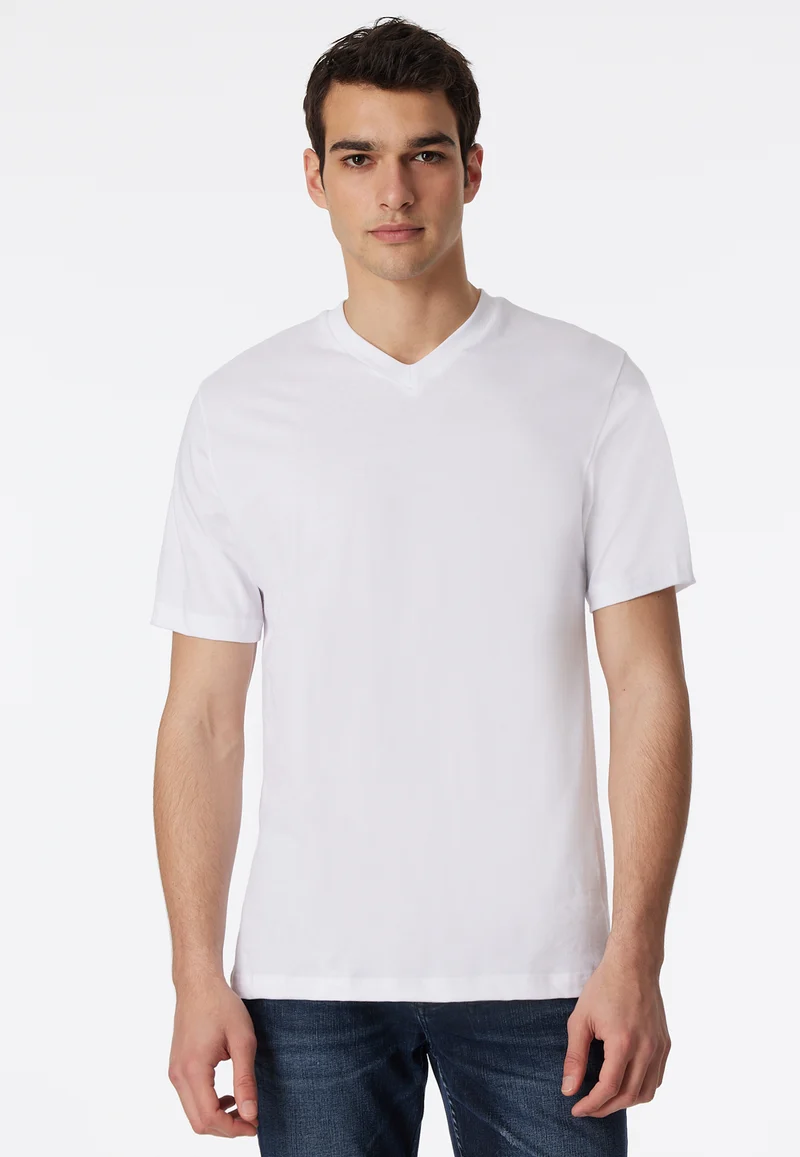 T-Shirt V-Ausschnitt 2er-Pack Weiss - American T-Shirt