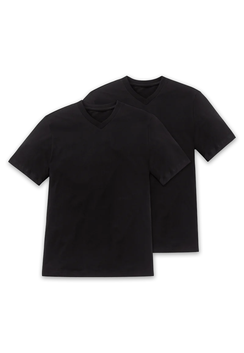 T-Shirt V-Ausschnitt 2er-Pack Schwarz - American T-Shirt