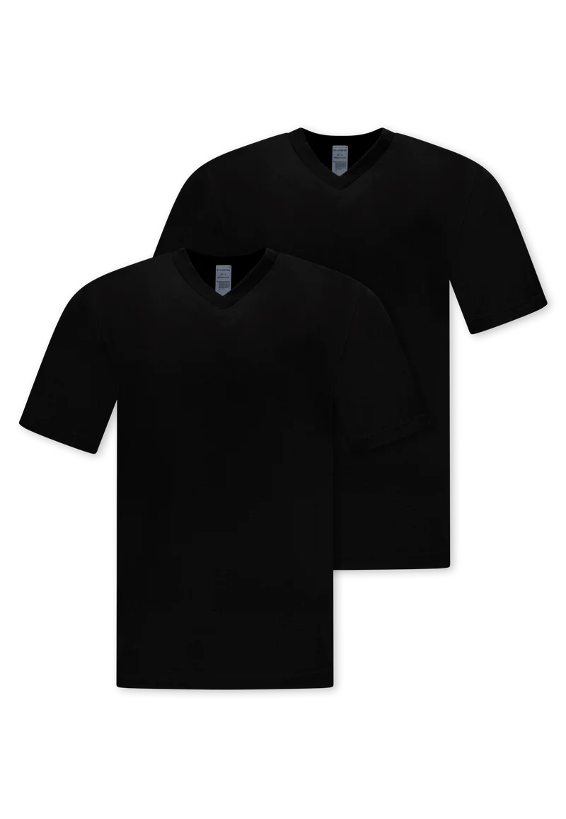 T-Shirt V-Ausschnitt 2er-Pack Schwarz - American T-Shirt