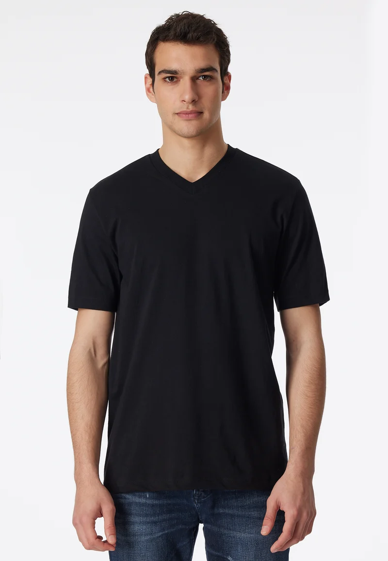 T-Shirt V-Ausschnitt 2er-Pack Schwarz - American T-Shirt