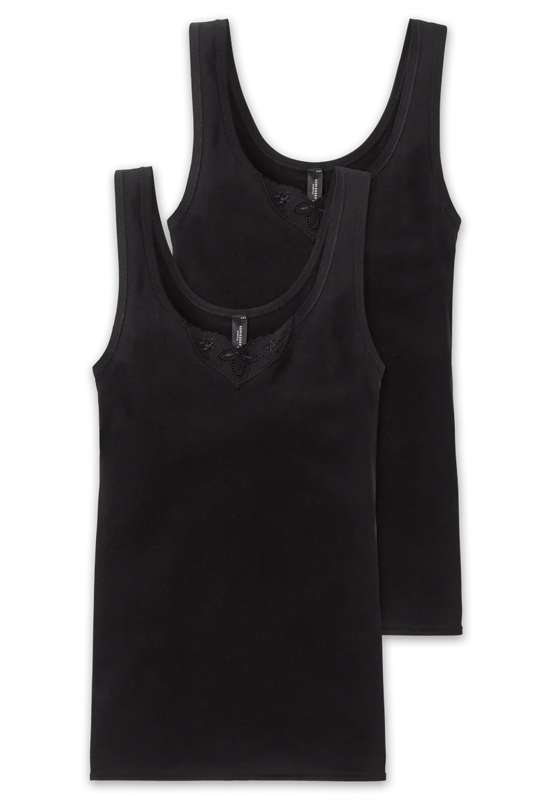 Unterhemd Feinripp 2er-Pack Schwarz - Cotton Essentials