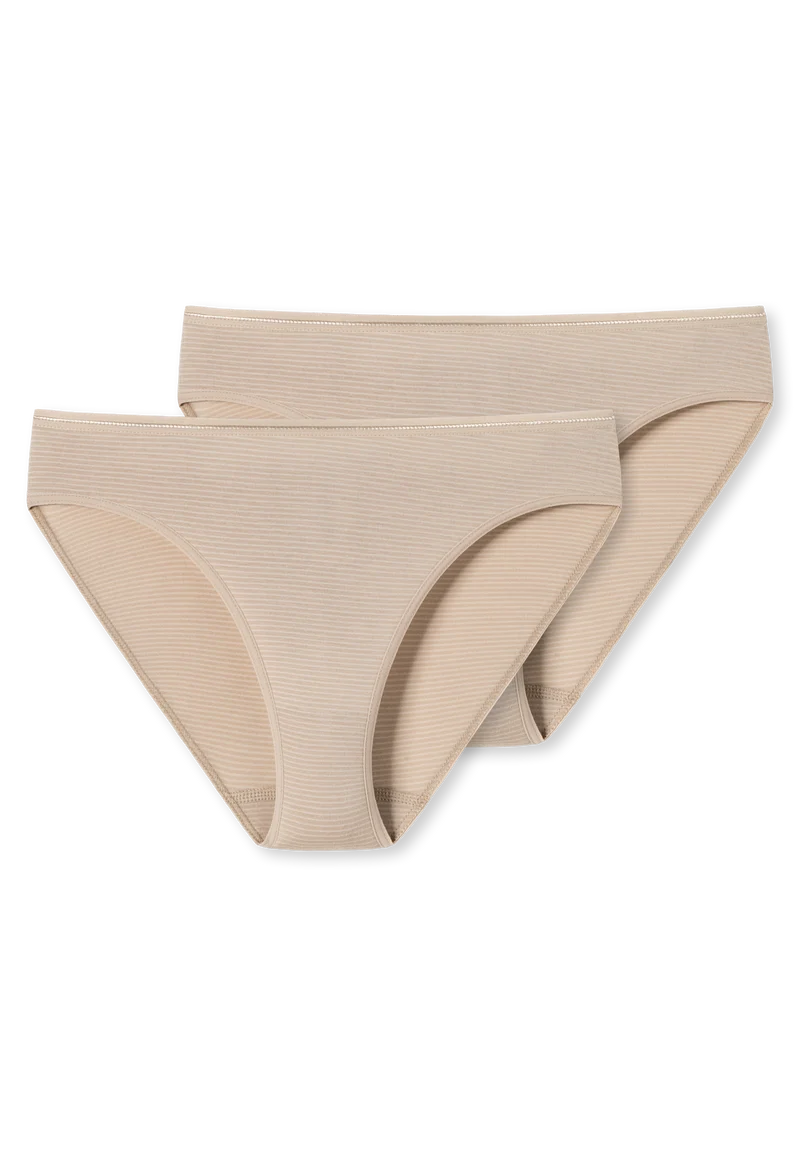 Slip 2er-Pack Soft Beige gestreift - Modal Essentials