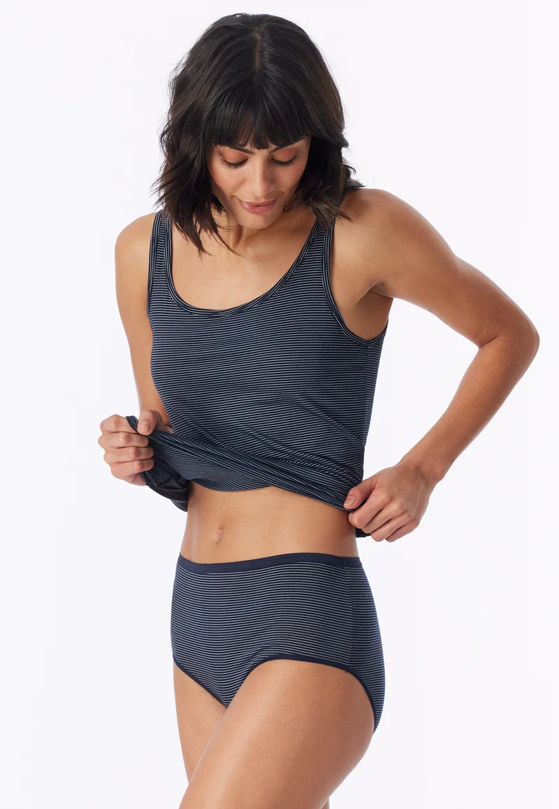 Midi Slip 2er-Pack Dunkelblau gestreift - Modal Essentials