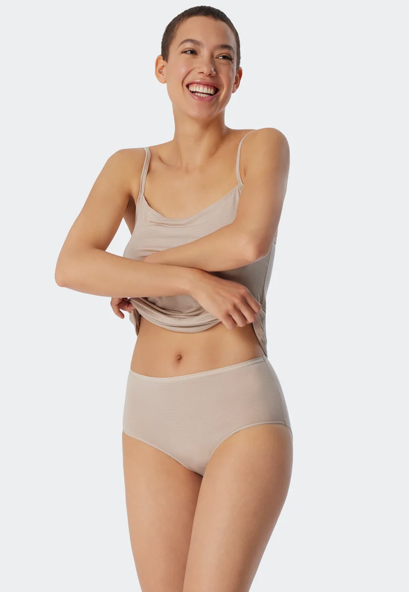 Midi Slip 2er-Pack Soft Beige gestreift - Modal Essentials