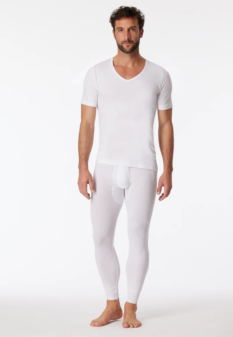 Unterhose lang Feinripp mit Eingriff Weiss - Original Feinripp