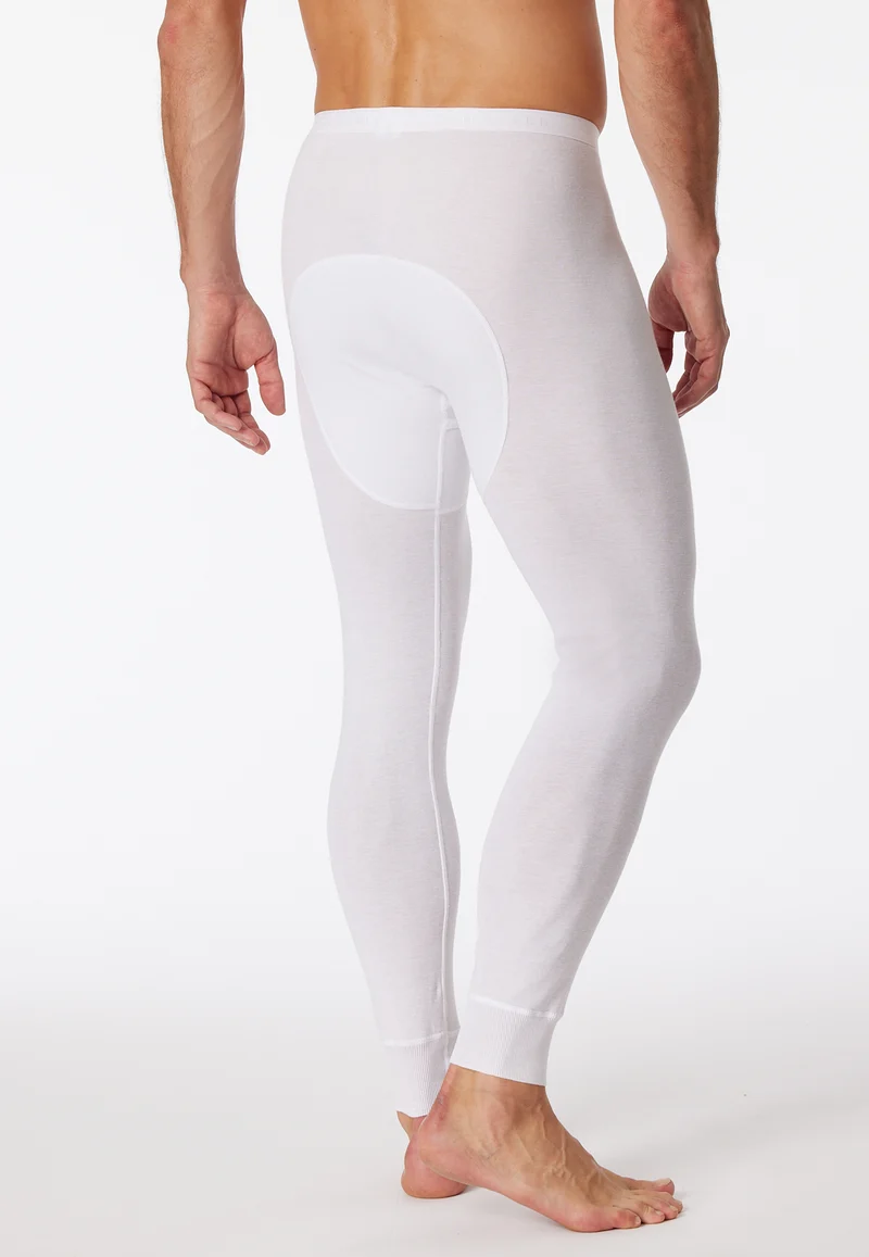 Unterhose lang Feinripp mit Eingriff Weiss - Original Feinripp