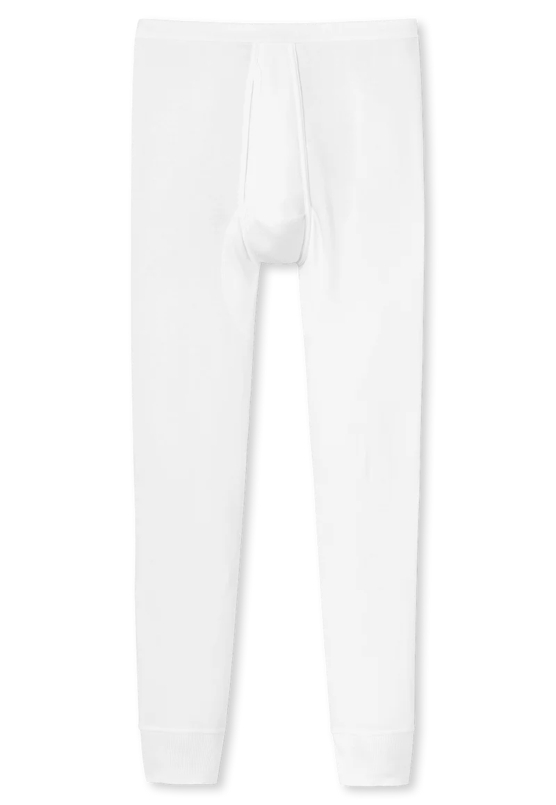 Unterhose lang Feinripp mit Eingriff Weiss - Original Feinripp