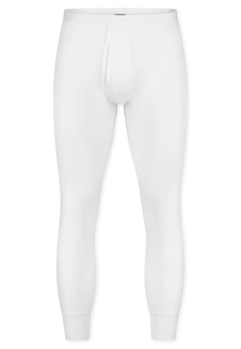 Unterhose lang Feinripp mit Eingriff Weiss - Original Feinripp