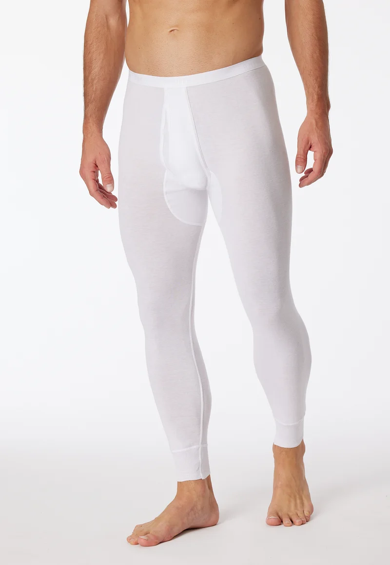 Unterhose lang Feinripp mit Eingriff Weiss - Original Feinripp