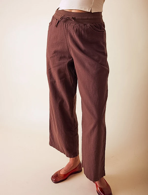 Pantalon Aloe - Lin/coton - Marron-Pécan