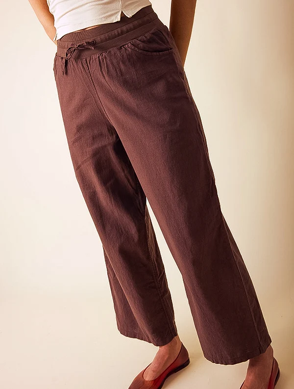 Pantalon Aloe - Lin/coton - Marron-Pécan