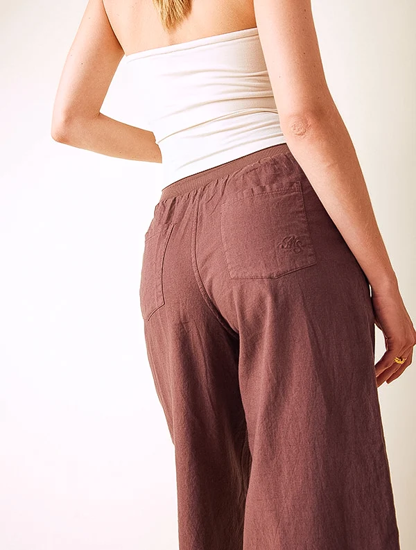 Pantalon Aloe - Lin/coton - Marron-Pécan