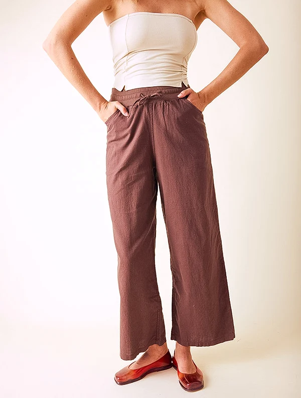 Pantalon Aloe - Lin/coton - Marron-Pécan