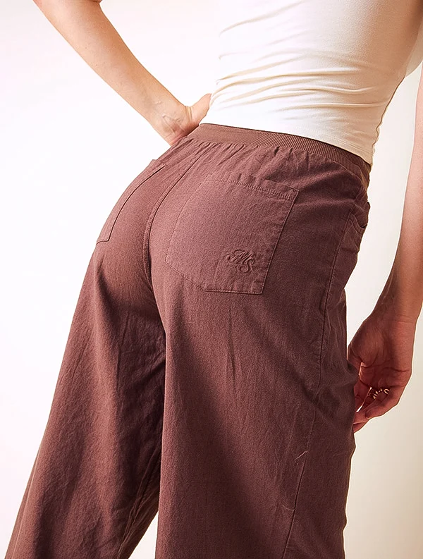 Pantalon Aloe - Lin/coton - Marron-Pécan