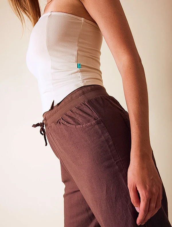 Pantalon Aloe - Lin/coton - Marron-Pécan