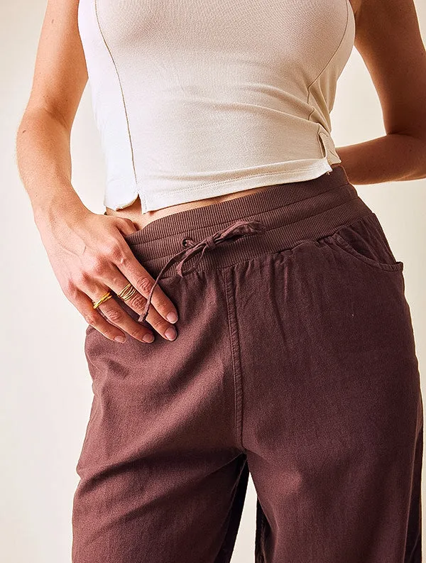 Pantalon Aloe - Lin/coton - Marron-Pécan