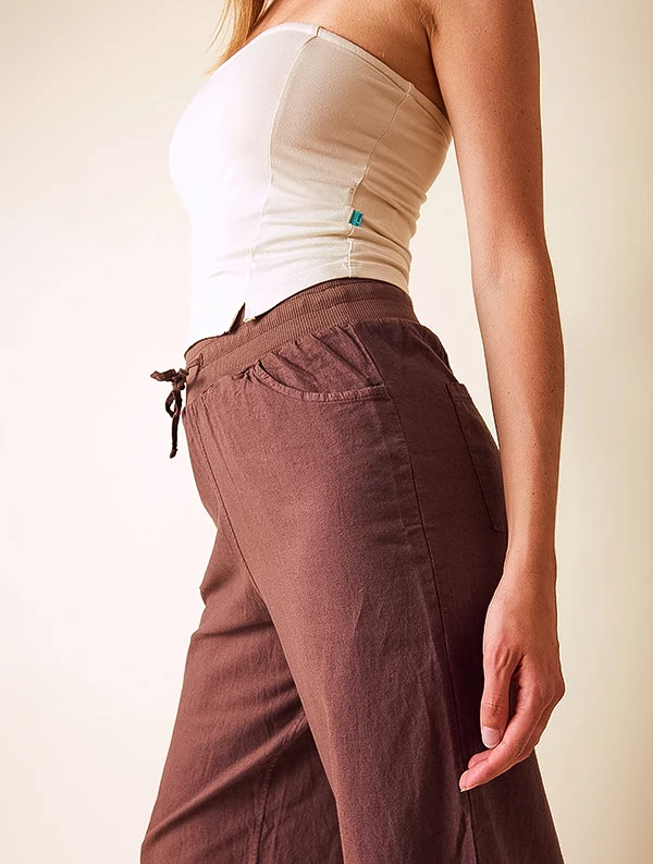 Pantalon Aloe - Lin/coton - Marron-Pécan