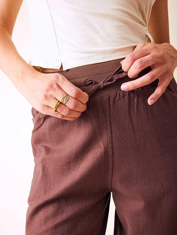 Pantalon Aloe - Lin/coton - Marron-Pécan