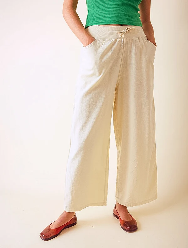 Pantalon Aloe - Lin/coton - Beige-Macadamia