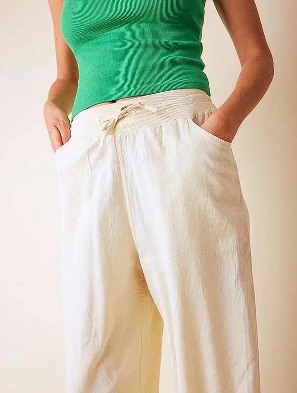 Pantalon Aloe - Lin/coton - Beige-Macadamia