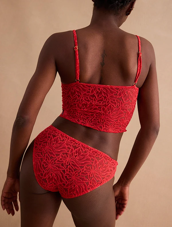 Nobratop® Arya - Dentelle Recyclée - Rouge-Hibiscus