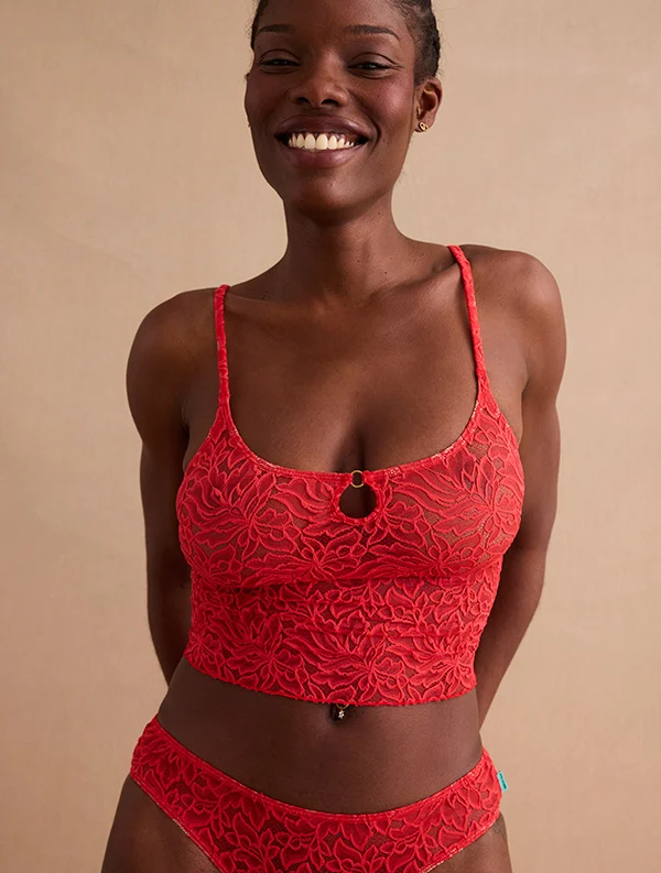 Nobratop® Arya - Dentelle Recyclée - Rouge-Hibiscus