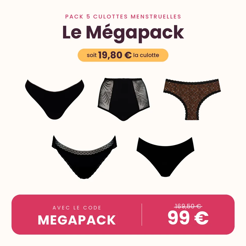 Pack 5 culottes menstruelles Louloucup – Flux léger à très abondant
