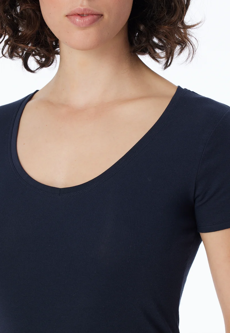 T-Shirt Feinripp Blau - Naturschönheit