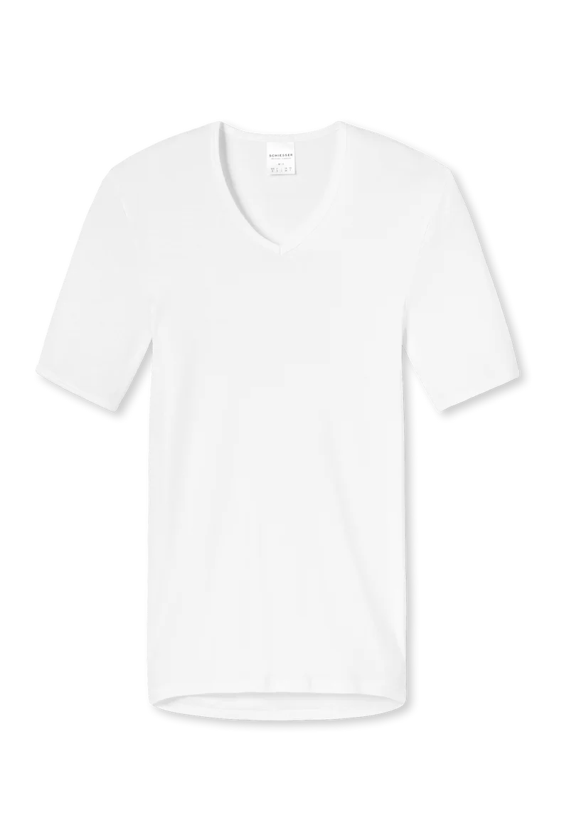 T-Shirt Feinripp mit V-Ausschnitt Weiss - Original Classics