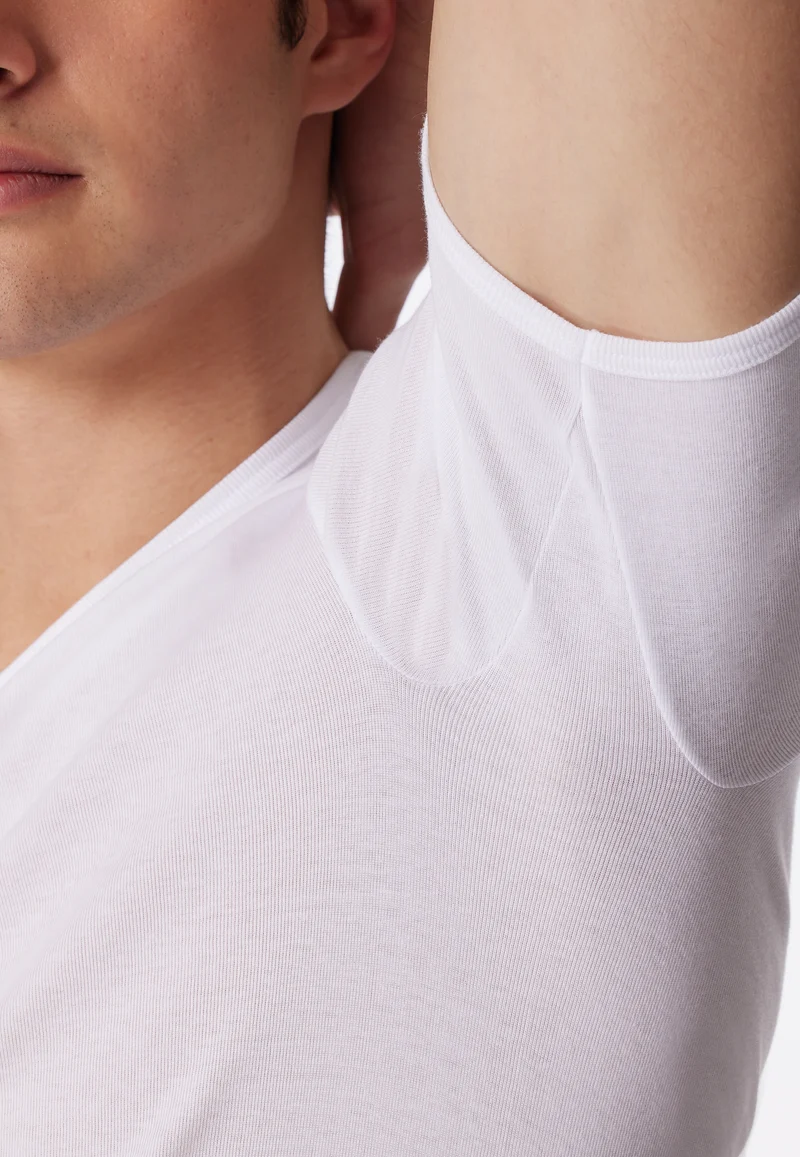 T-Shirt Feinripp mit V-Ausschnitt Weiss - Original Classics